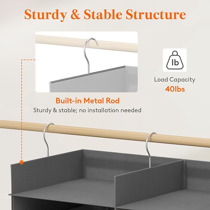 Lifewit Dual-Row Shelf Hanging Closet Organizer and Storage, Clothes Shelves - Image 3