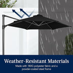 Best Choice Products 10ft Offset Cantilever Hanging Market Patio Umbrella, Smooth 360° Rotation, 8 Sturdy Ribs, Easy Adjustment - Black - Image 5