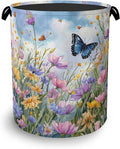 Wildflowers Butterfly Laundry Basket, Floral Garden Oxford Cloth Laundry Hamper by Unknown