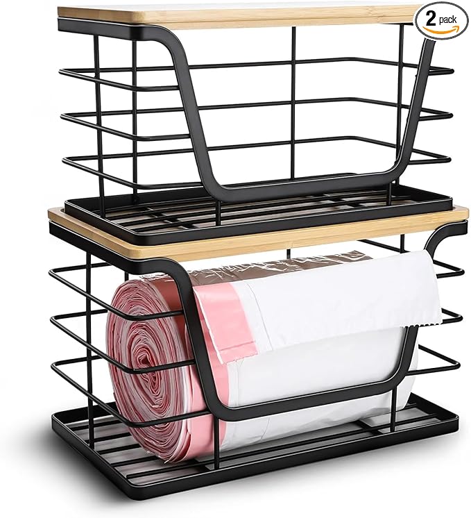 2 Pack Trash Bag Dispenser & Garbage Holder – Stackable Wall Mount Storage by Unknown
