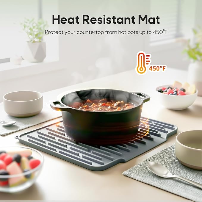 Silicone Dish Drying Mat for Kitchen Counter – Non-Slip Drain Pad - Image 5