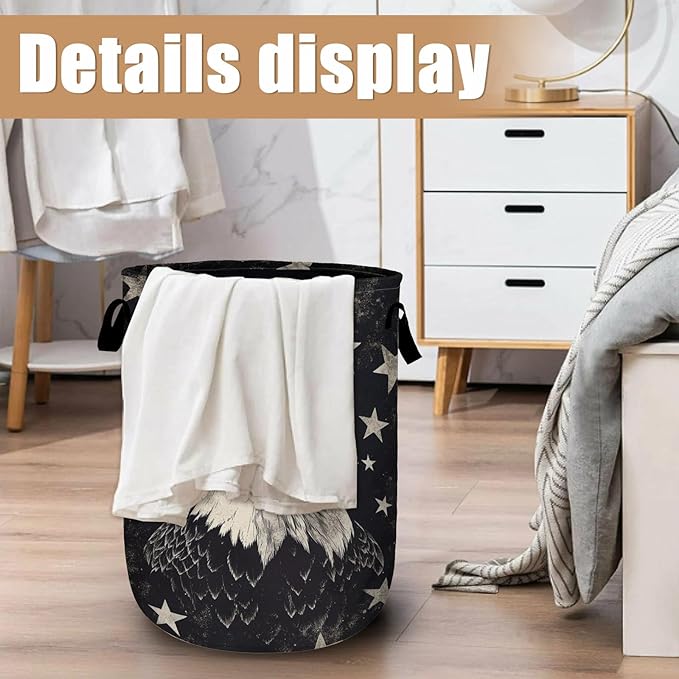 Black Eagle Laundry Basket, Foldable Waterproof Laundry Hamper Tote Bag Dirty - Image 6