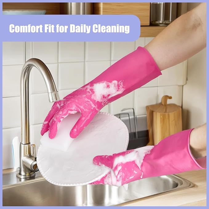 Rubber gloves for dishwashing 4 Pairs, Kitchen gloves for dish cleaning gloves - Image 3