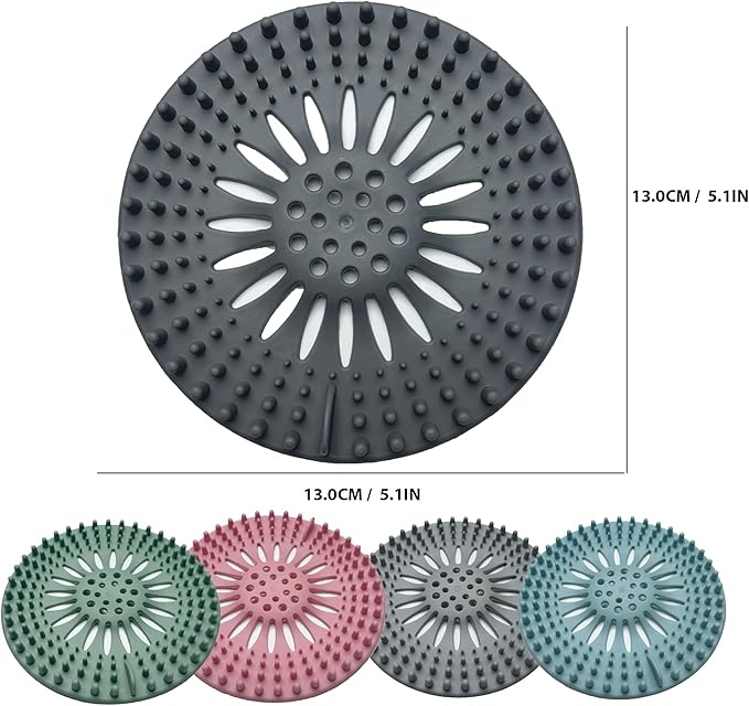 Silicone Drain Hair Catcher 5-Pack – Flexible TPR Drain Strainer & Cover - Image 3