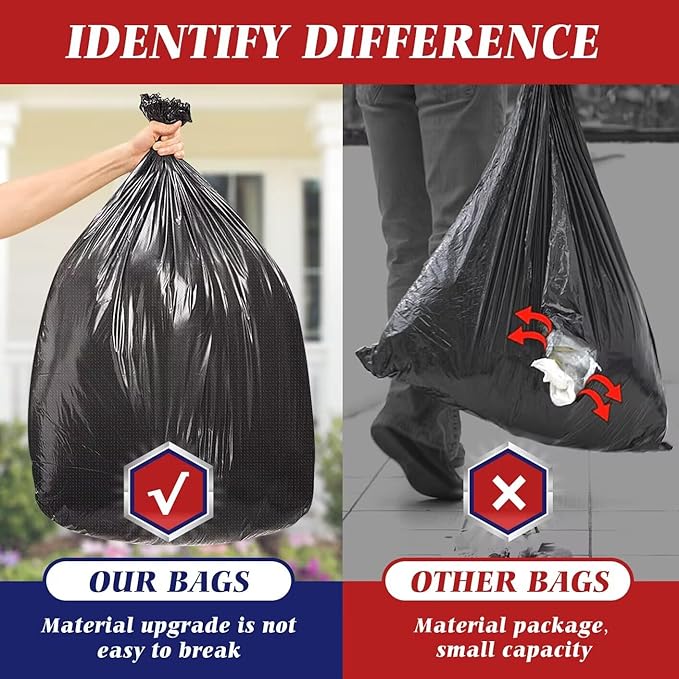 Teivio Large Black Trash Bags 40-45 Gallon 200 Counts Multipurpose Trash Bags - Image 4