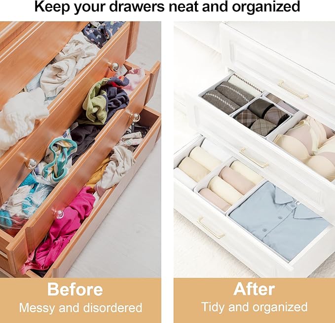 16 Pack Drawer Organizer Clothes, Foldable Fabric Dresser Organizer Closet - Image 2