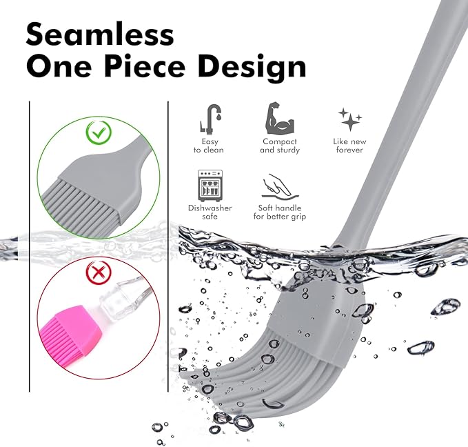 HOTEC Basting Brushes Silicone Heat Resistant Pastry Brushes Spread Oil Butter - Image 4