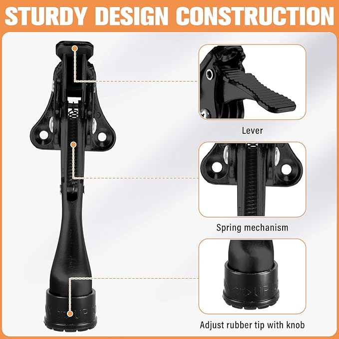 Chumia 12 Pieces Heavy Duty Door Stoppers 5.35 Inches Kickdown Adjustable Kick - Image 4