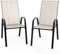 VINGLI Patio Chairs Set of 2 – Stackable Outdoor Dining Chairs with Comfortable Sling High Back Chairs and Armrests for Lawn, Poolside, Courtyard, Balcony, Garden, Yellow by VINGLI