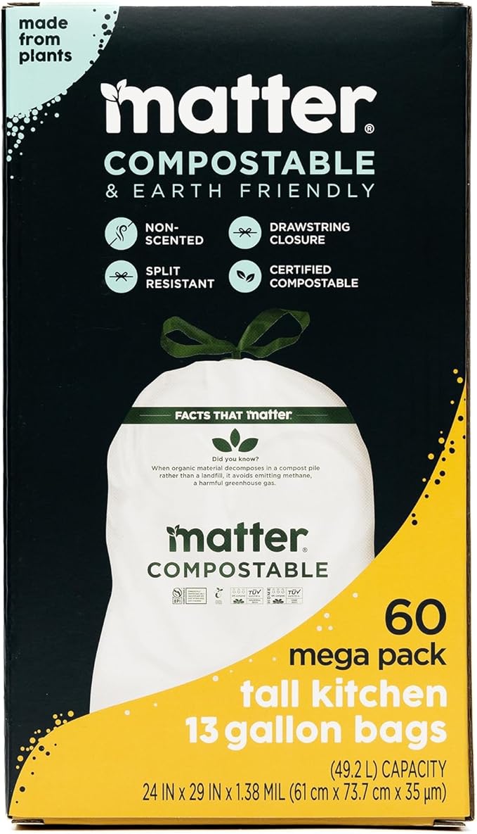 Matter Compostable 13 Gallon Tall Kitchen Trash Bags by Matter