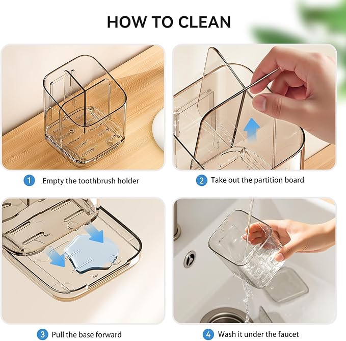 Toothbrush Holders for Bathrooms, 3 Slots Detachable Toothbrush Holder Wall - Image 9