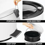 mDesign 3.2 Gallon/12 Liter Round Metal Step Trash Wastebasket, Garbage - Image 5