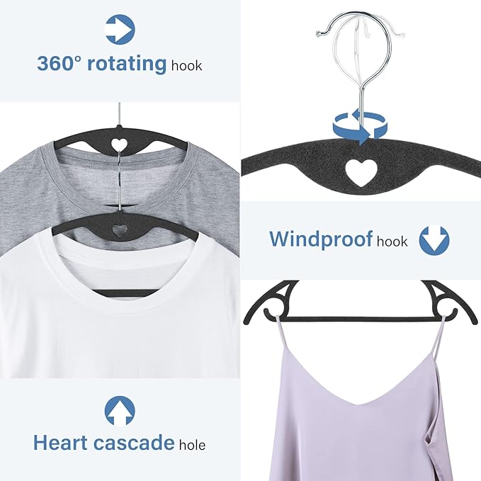 IEOKE Velvet Hangers 50 Pack: Felt Clothes Hangers Heavy Duty Shirt Sweater - Image 3