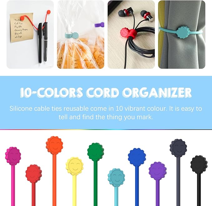 Rich&Ray Reusable Silicone Twist Ties, Magnetic Cable Ties - Image 3