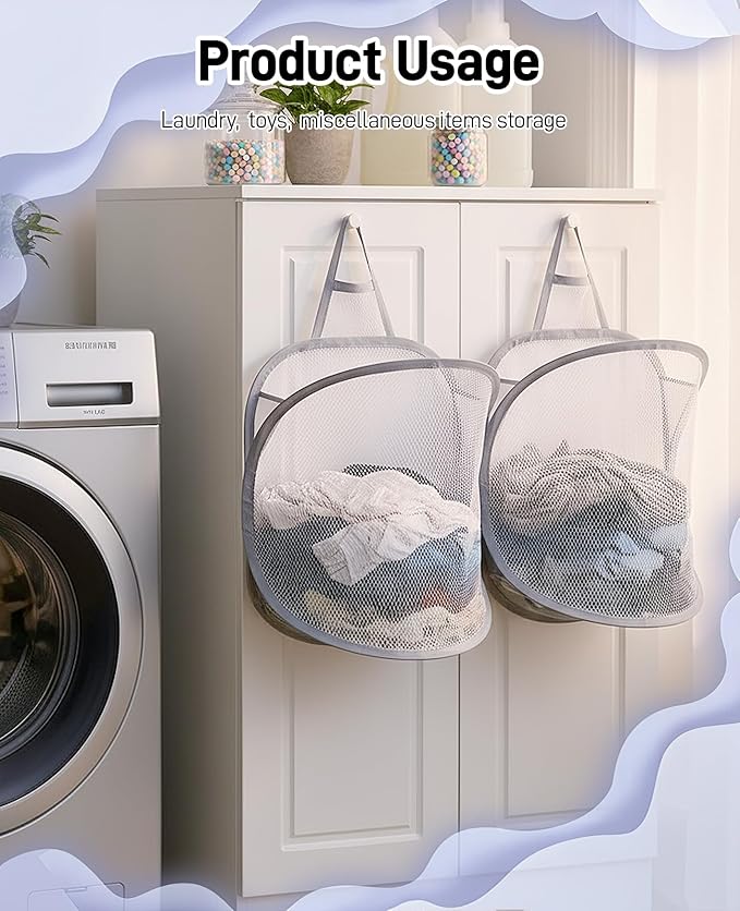3 Pack Small Hanging Laundry Bag, Foldable Mini Mesh Laundry Hamper Basket - Image 7