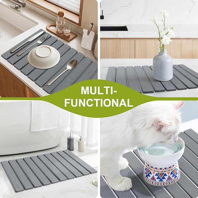 Large Stone Drying Mat for Kitchen Counter, Collapsible Stone Dish Drying Mats - Image 7