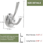 Brushed Nickel Wall Hooks, 4 Pack Heavy Duty Coat Towel Hook Metal Double Hook - Image 7