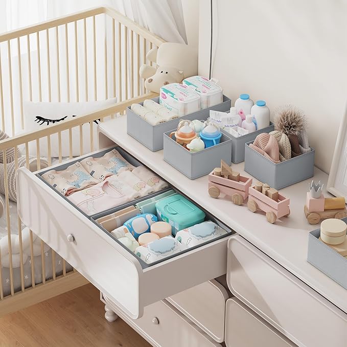 DIMJ Drawer Organizer Clothes Storage- 18 Pack Baby Dresser Organizer - Image 3