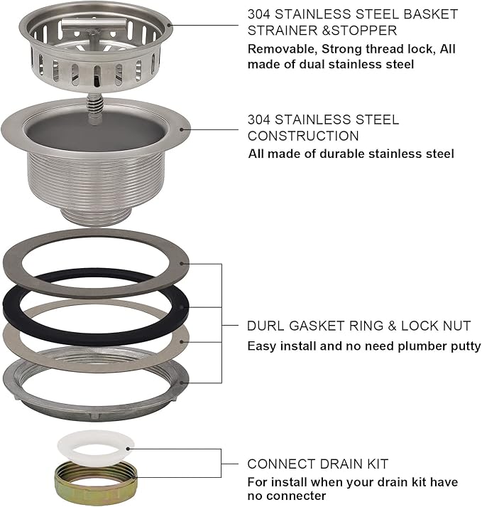 3-1/2 Inch Brushed Nickel Sink Strainers - Image 6