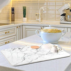 White Grey Marble Dish Drying Mat - Image 2