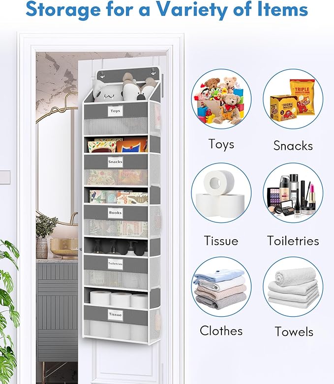 Over The Door Organizer Hanging, 2 Pack 5 Shelf Behind The Doors Storage - Image 6