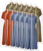 60" Dress Bags for Gowns, 12 Packs All Clear Garment Bags for Hanging Clothes by Perber