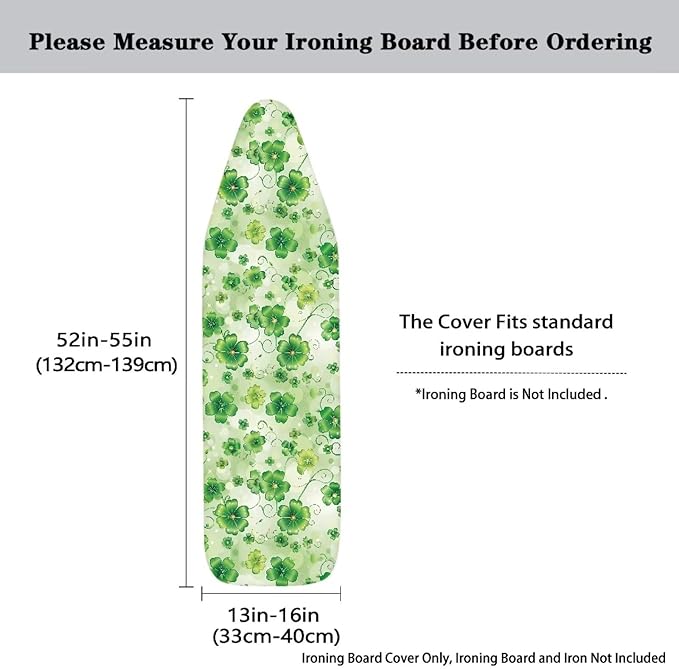 Green Leaves Ironing Board Cover and Pad, Thick Scorch Resistant Padding Heavy - Image 5