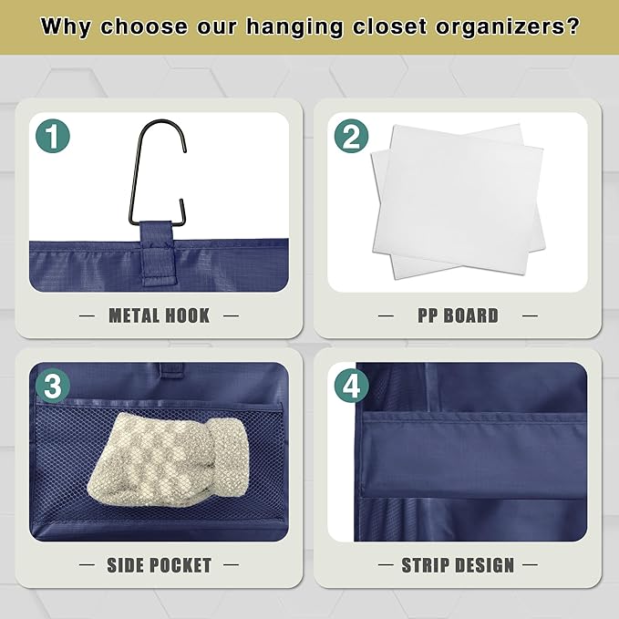 3-Shelf Hanging Closet Organizer and Storage, Foldable Hanging Closet Shelves - Image 5