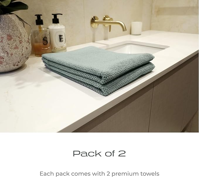 Luxury Silver-Infused Sage Green Hand Towels 2-Pack, 23.6"x17.7" - Image 8