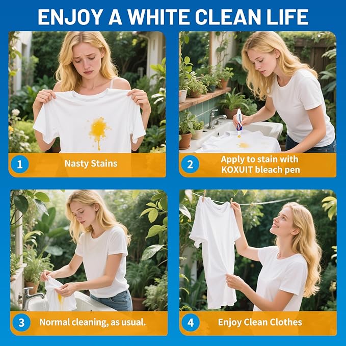 Portable Dual-Tip Bleach Pen for White Clothes & Grout - Image 4