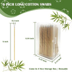 6 inch Long Cotton Swabs in Storage Box 500PCS, Bamboo Sticks & Highly - Image 2