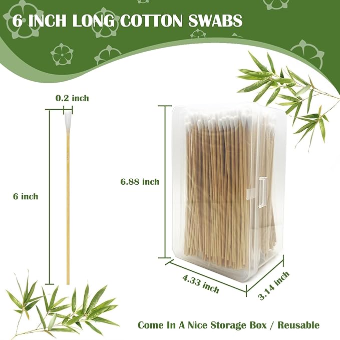 6 inch Long Cotton Swabs in Storage Box 500PCS, Bamboo Sticks & Highly - Image 2