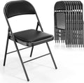 VINGLI 10 Pack Folding Chairs with Padded Seats, Metal Frame with Pu Leather Seat & Back, Capacity 350 lbs, Black by VINGLI
