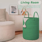 Large Woven Laundry Basket Hamper, 100L Cotton Rope Storage Bin - Image 3