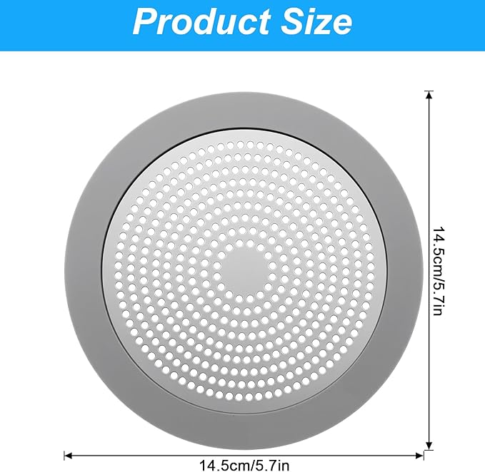 Flat Shower Drain Hair Catcher Stainless Steel Shower Drain Cover Hair Catcher - Image 2