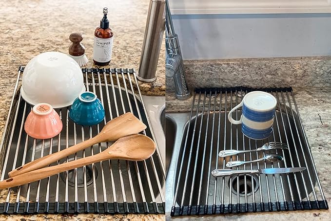 Ahyuan Roll up Dish Drying Rack Over The Sink Kitchen Roll up Sink Drying Rack - Image 6
