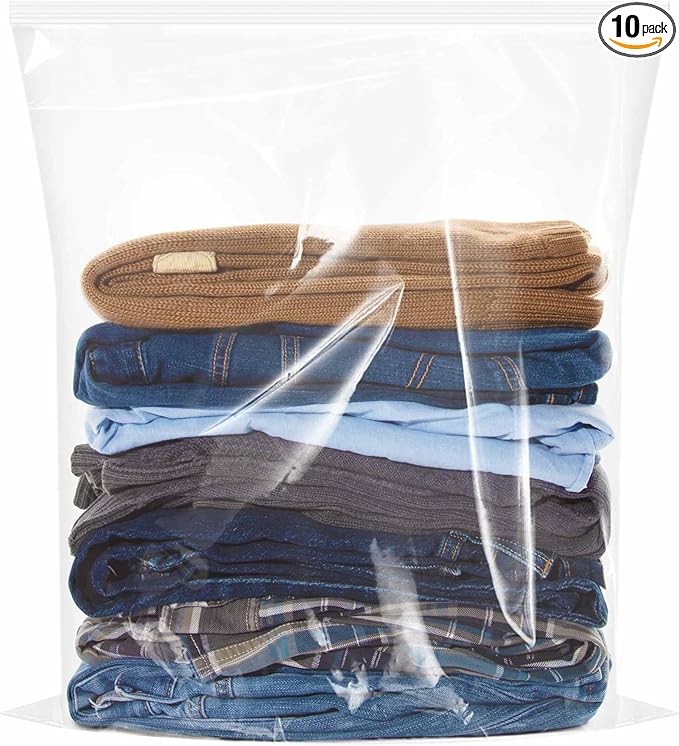 Large Plastic Bags With Zipper Top, 5 Gallon, 10 Pack, Extra Large Storage by Cupplation
