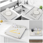 Stone Dish Drying Mats for Kitchen Counter 15.7"x 11.8" Quick Dry Stone Drying - Image 2