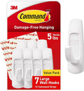 Command 5 lb Large Utility Hooks, 7 Hooks and 12 Strips, Damage-Free Hanging by Command