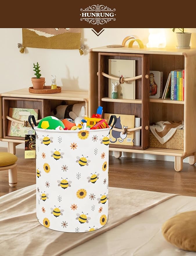 HUNRUNG Laundry Hamper, Large Canvas Fabric Lightweight Storage Basket Toy - Image 8