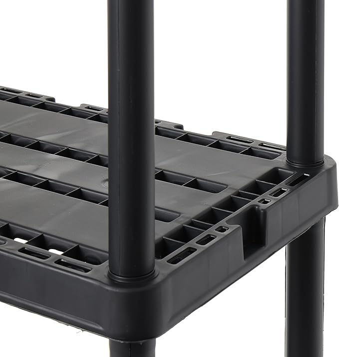 Gracious Living 4 Pack Light Duty Storage Shelves, Knect-A-Shelf 4-Shelf Ventilated Shelving Rack Organizer for Home, Garage, Basement & Laundry, Black - Image 9