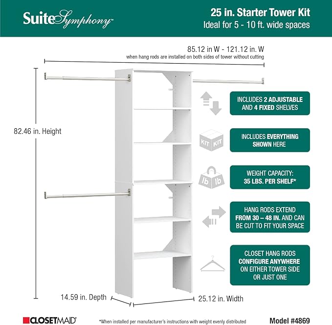 ClosetMaid SuiteSymphony Wood Closet Organizer Starter Kit - Image 3