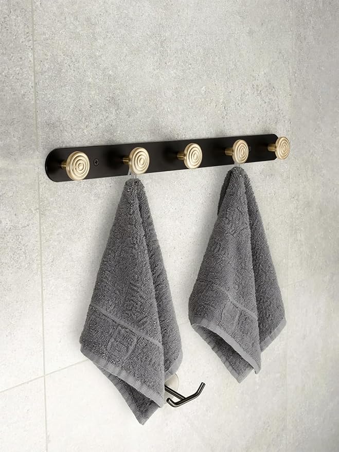 1 Pack Coat Rack Wall Mounted Gold Black Towel Hooks - Image 5