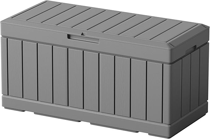 Greesum 82 Gallon Resin Deck Box All Weather Large Outdoor Storage for Patio Furniture, Toys, Garden Tools, Lockable, Dark Gray by BuynowfromGreesum