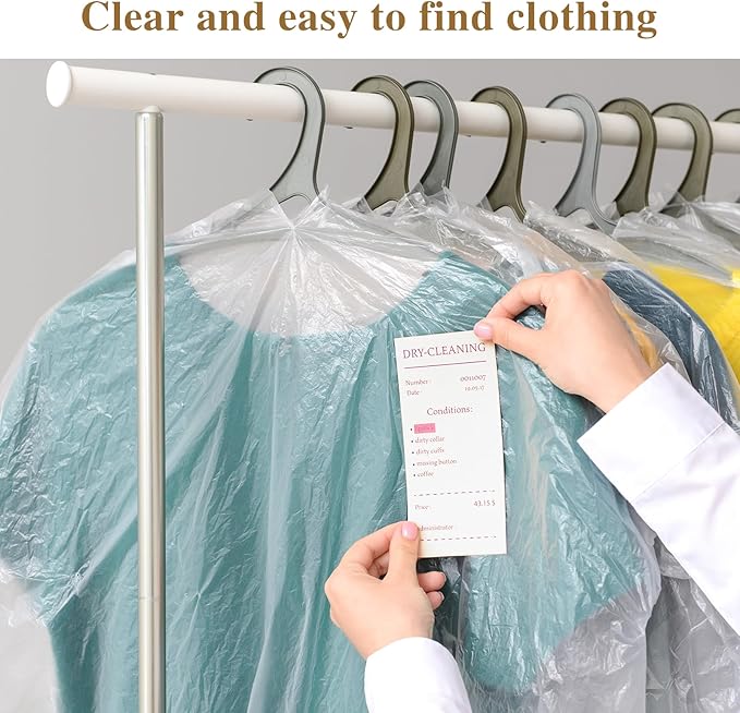 20 Pack Plastic Garment Bags Clear Dress Covers - Image 4