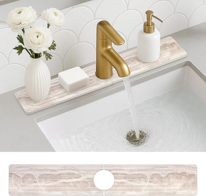 Large Stone Faucet Mat for Kitchen Sink Water Catcher Diatomite Quick Dry Stone - Image 6