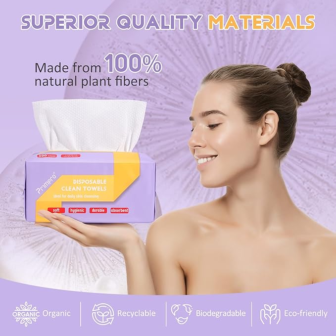 100 Count Disposable Face Towels Ultra Soft Hand Washcloth Lint-Free Dry Wipes - Image 2