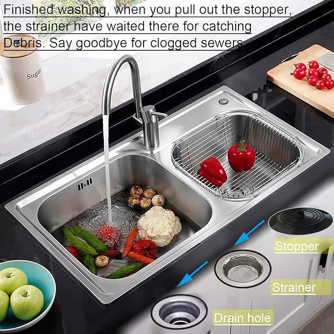 4PCS Kitchen Sink Strainer Stopper Kit, Universal Silicone Sink Drain Plug Cover - Image 2