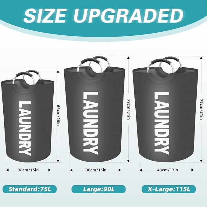 StorageRight 90L Large Laundry Basket, Laundry Hamper, Dirty Clothes Hamper - Image 2