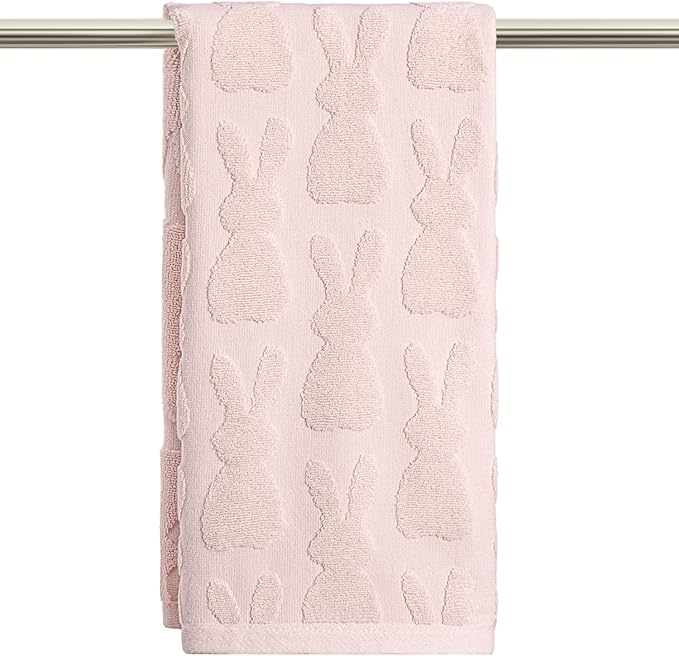 Artoid Mode 1 Pc Pink 3D Rabbit Jacquard Easter Hand Towels by ArtoidMode